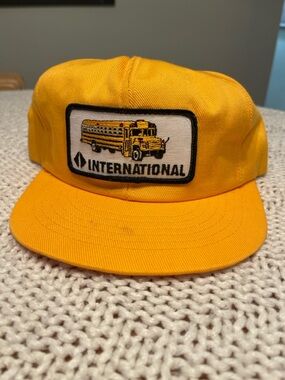 Vintage International Harvester Hat Yellow School Bus Snapback USA Cap